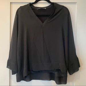 Zara Sheer Sleeve V Neck Blouse